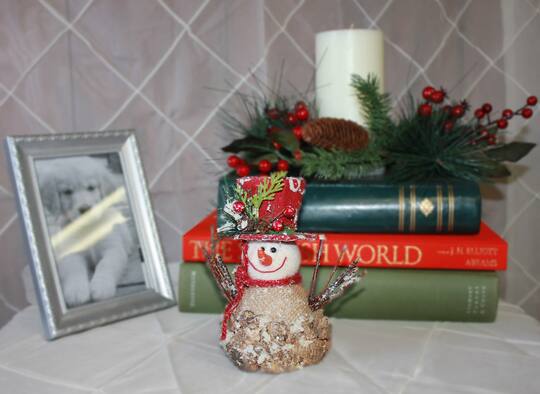 6" Christmas Iced Burlap Snowman